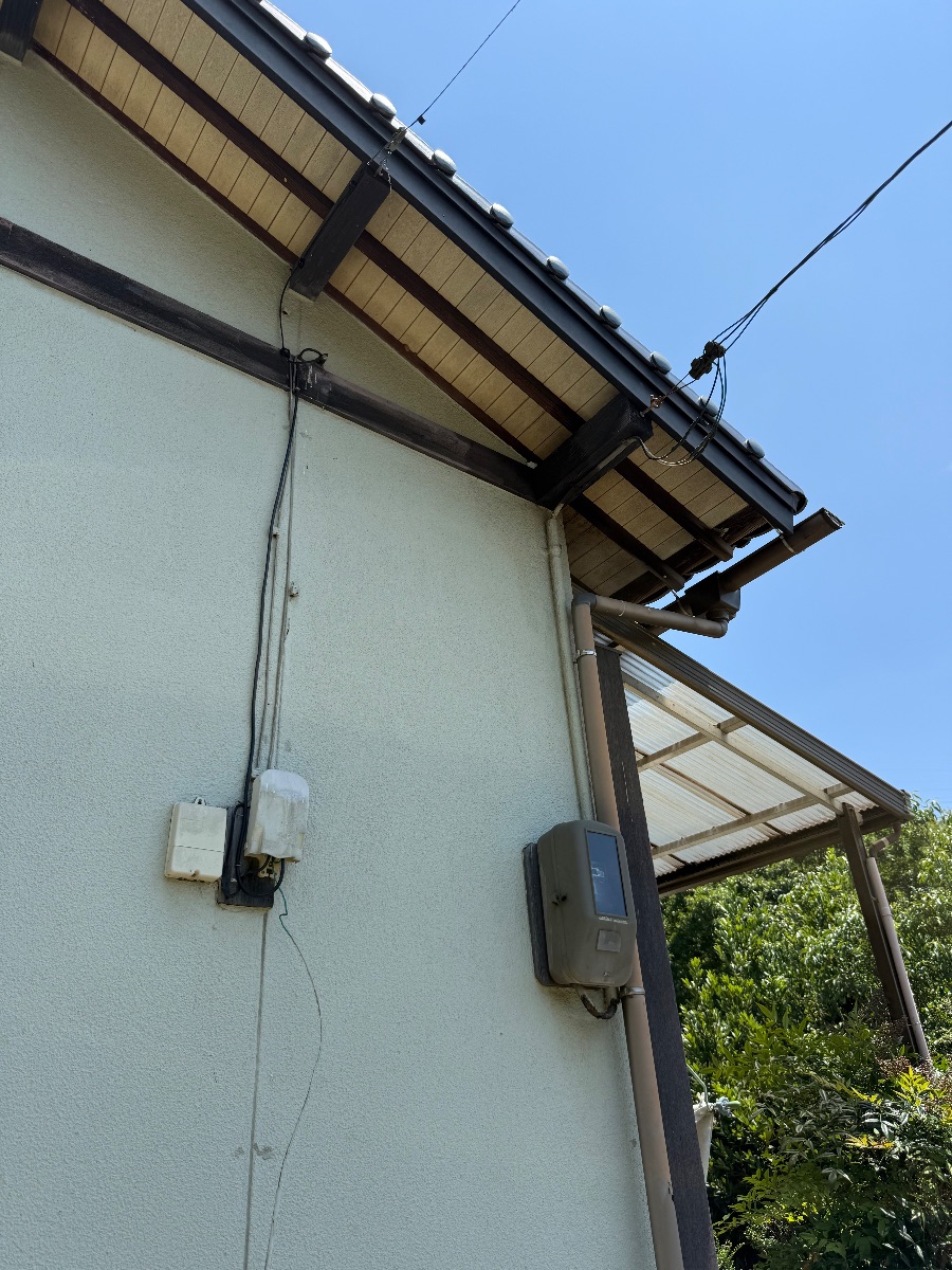 玉野市 スズメバチ駆除後の屋根まわり